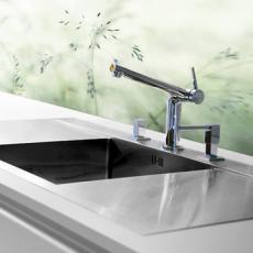 close-up of modern kitchen sink