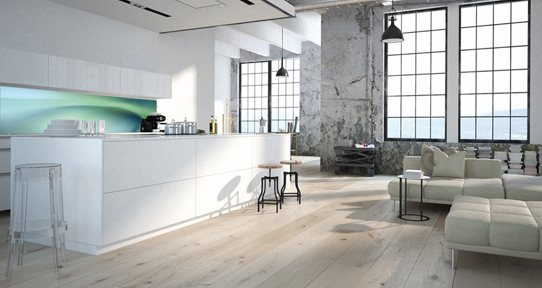Modern loft with a kitchen .3d rendering